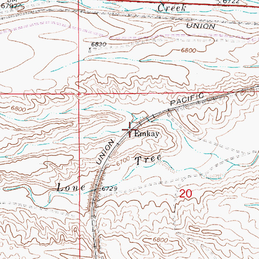 Topographic Map of Emkay, WY