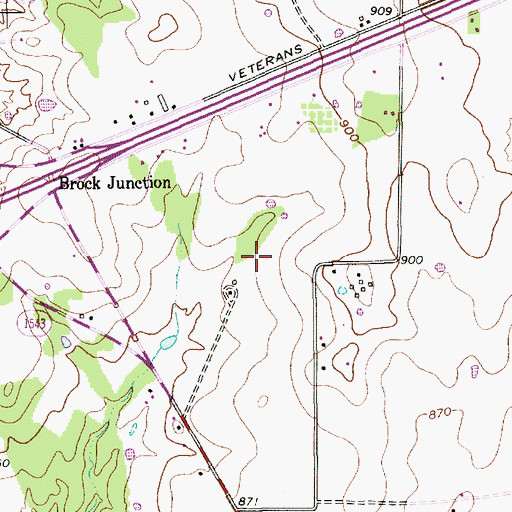 Topographic Map of Town of Brock West, TX