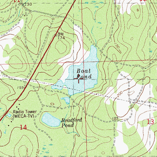 Topographic Map of Boat Pond, FL