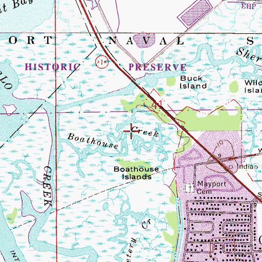 Topographic Map of Boathouse Creek, FL