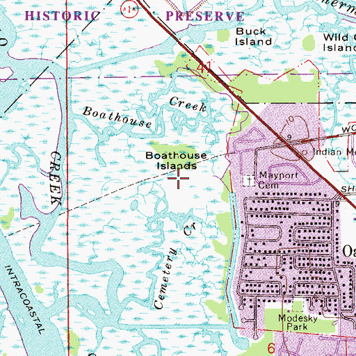 Topographic Map of Boathouse Islands, FL