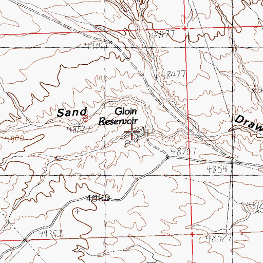 Topographic Map of Gloin Reservoir, WY