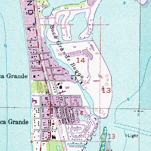 Topographic Map of Boca Grande Bayou, FL