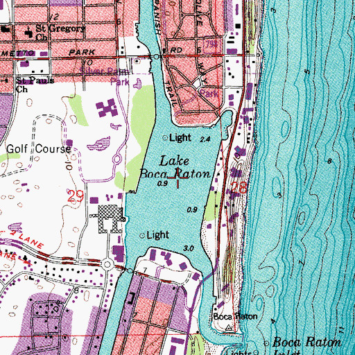 Topographic Map of Lake Boca Raton, FL