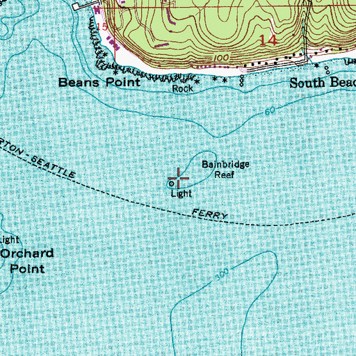 Topographic Map of Bainbridge Reef, WA