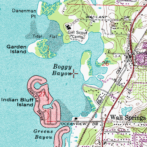 Topographic Map of Boggy Bayou, FL
