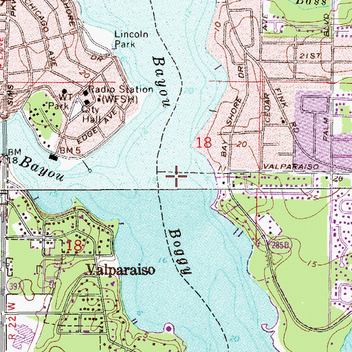 Topographic Map of Boggy Bayou, FL