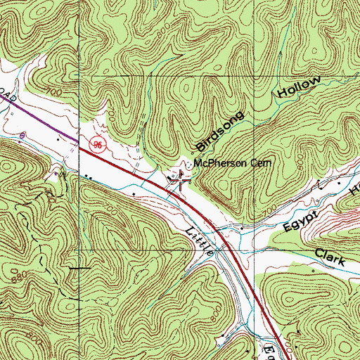 Topographic Map of Birdsong Hollow, TN
