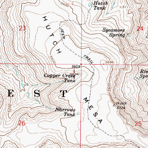 Topographic Map of Copper Creek Tank, AZ
