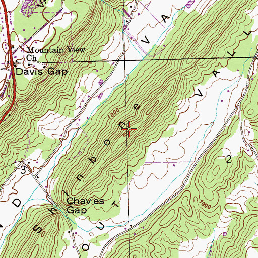 Topographic Map of Shinbone Ridge, AL