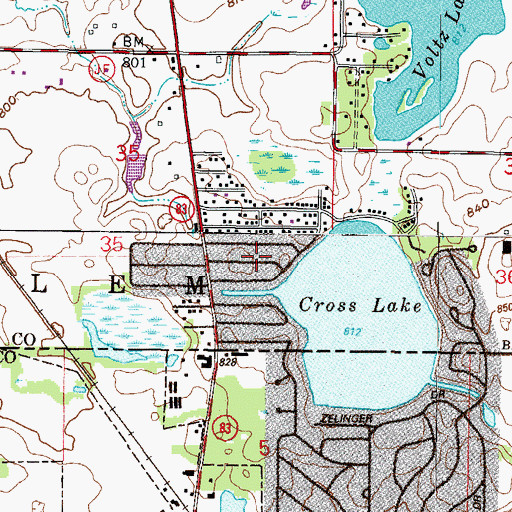 Topographic Map of Cross Lake, WI