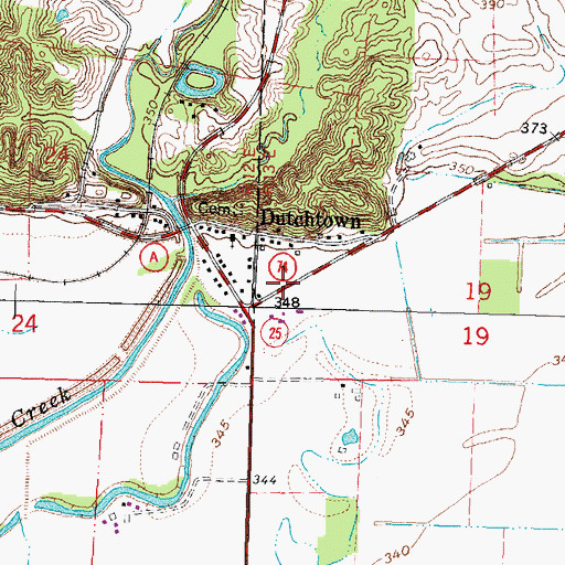 Topographic Map of Dutchtown Census Designated Place, MO