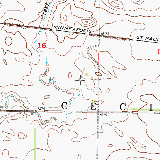 Topographic Map of Unorganized Territory of Cecil, ND