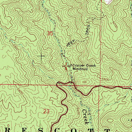 Topographic Map of Copper Creek Windmill, AZ
