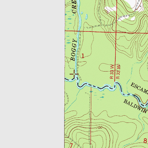 Topographic Map of Boggy Creek, FL