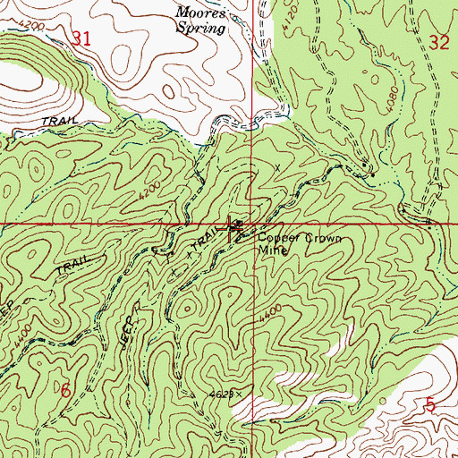 Topographic Map of Copper Crown Mine, AZ