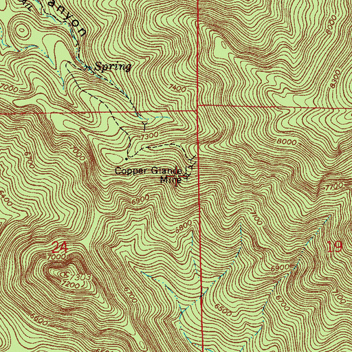 Topographic Map of Copper Glance Mine, AZ