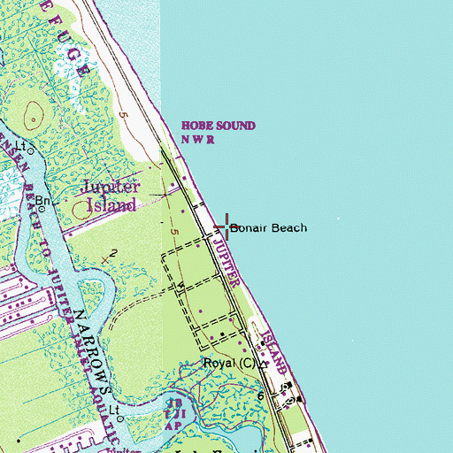 Topographic Map of Bonair Beach, FL