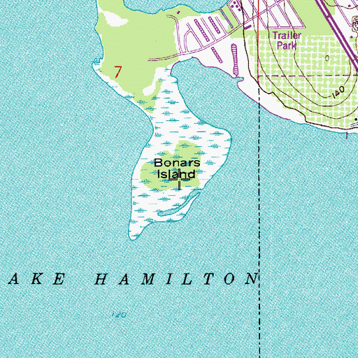 Topographic Map of Bonars Island, FL