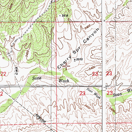 Topographic Map of Cherry Spring Canyon, AZ