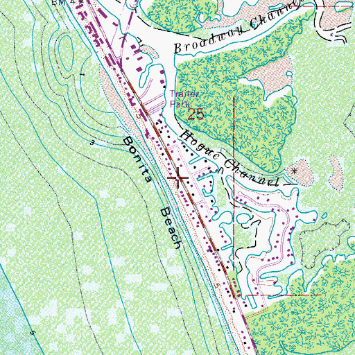 Topographic Map of Bonita Beach, FL