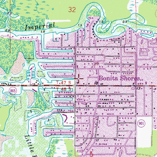 Topographic Map of Bonita Shores, FL