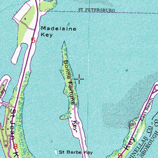 Topographic Map of Bonne Fortune Key, FL