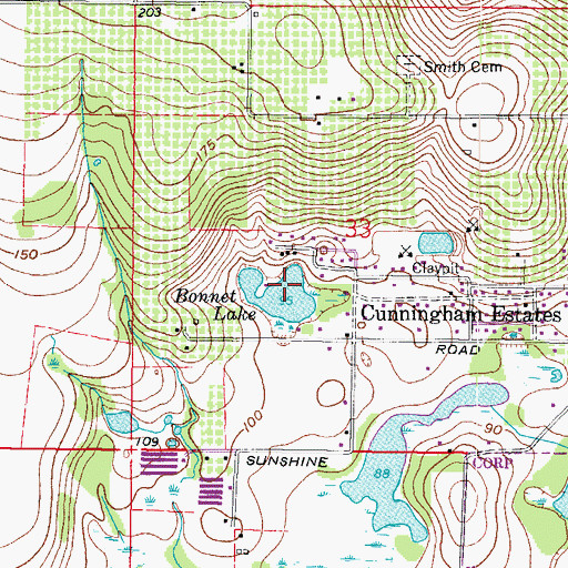 Topographic Map of Bonnet Lake, FL