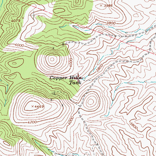 Topographic Map of Copper Hills Tank, AZ