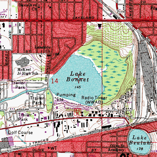 Topographic Map of Lake Bonnet, FL