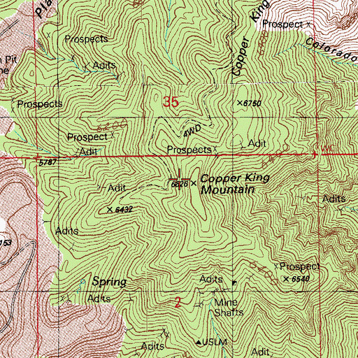 Topographic Map of Copper King Mountain, AZ