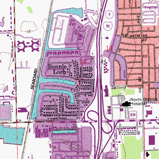 Topographic Map of Bonnie Loch, FL