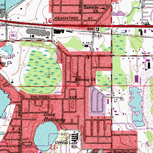 Topographic Map of Bonny Church, FL