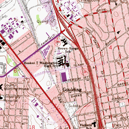 Topographic Map of Booker T Washington High School, FL
