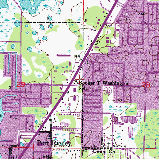 Topographic Map of Booker T Washington School, FL