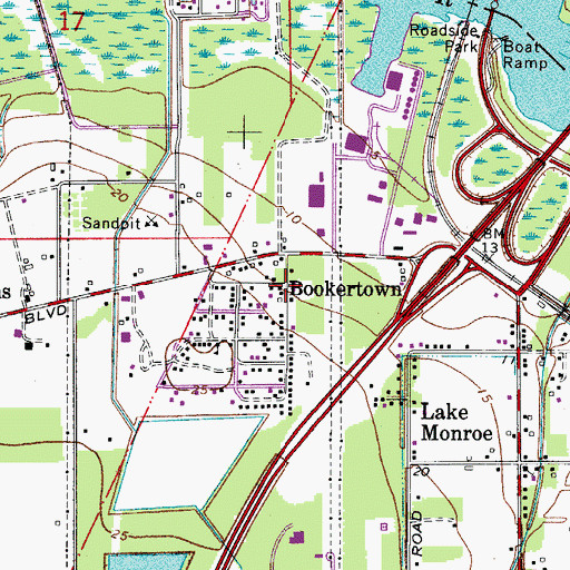 Topographic Map of Bookertown, FL