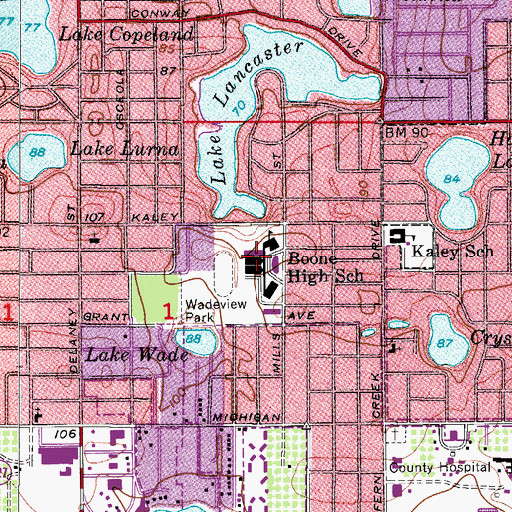 Topographic Map of Boone High School, FL