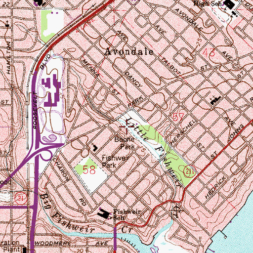 Topographic Map of Boone Park, FL