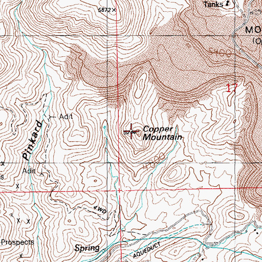 Topographic Map of Copper Mountain, AZ