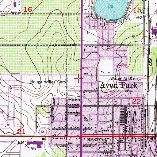Topographic Map of Bougainvillea Cemetery, FL
