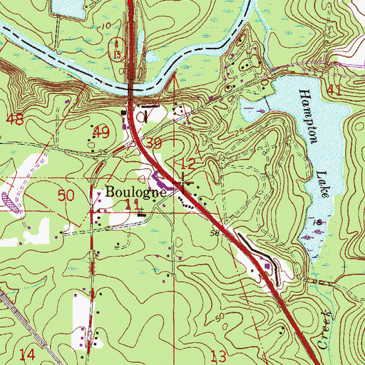 Topographic Map of Boulogne, FL