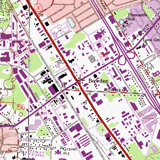 Topographic Map of Bowden, FL