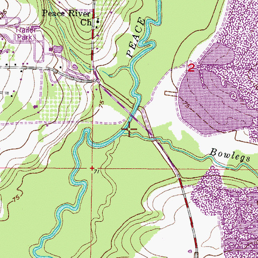 Topographic Map of Bowlegs Creek, FL