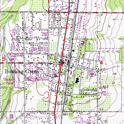 Topographic Map of Bowling Green, FL