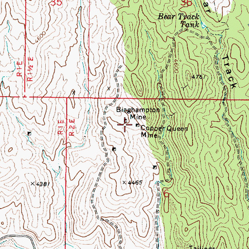 Topographic Map of Copper Queen Mine, AZ