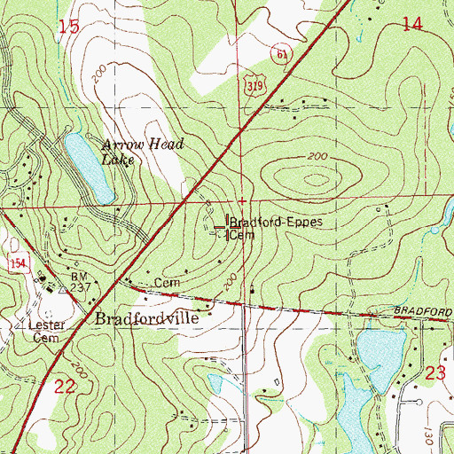 Topographic Map of Bradford-Eppes Cemetery, FL