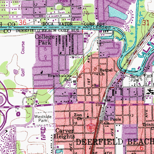 Topographic Map of Braithwaite School, FL