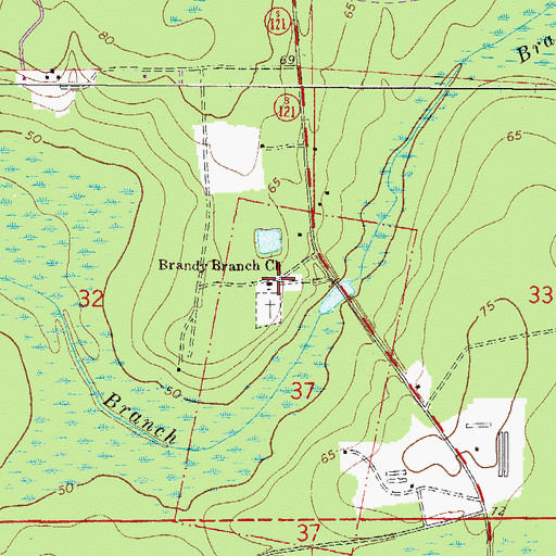 Topographic Map of Brandy Branch Church, FL