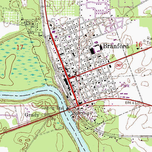 Topographic Map of Branford, FL