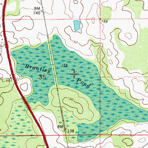 Topographic Map of Brantley Pond, FL